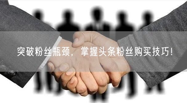 突破粉丝瓶颈，掌握头条粉丝购买技巧！