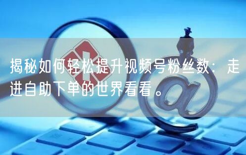 揭秘如何轻松提升视频号粉丝数：走进自助下单的世界看看。