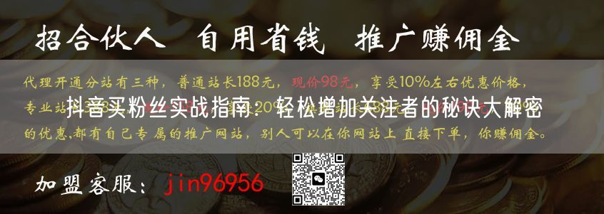 抖音买粉丝实战指南：轻松增加关注者的秘诀大解密